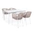 Oбеденная группа 4SiS Малага на 4 персоны со стульями Марсель, каркас белый, роуп бежевый