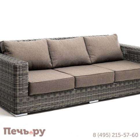 4SiS Боно диван из искусственного ротанга трехместный, цвет графит фото 2