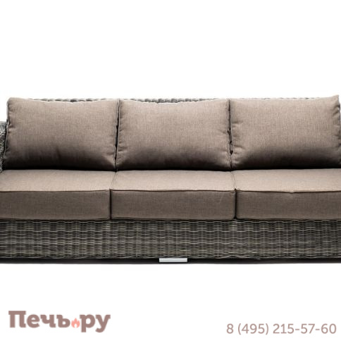 4SiS Боно диван из искусственного ротанга трехместный, цвет графит фото 3