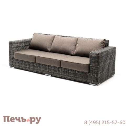 4SiS Боно диван из искусственного ротанга трехместный, цвет графит фото