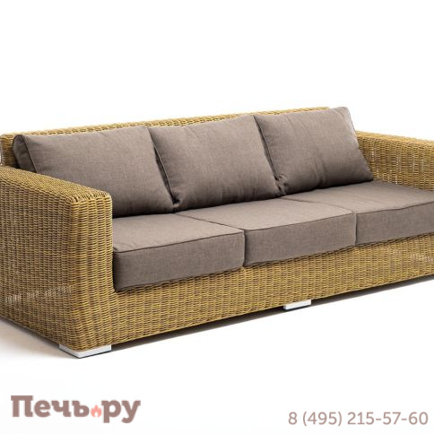 4SiS Боно диван из искусственного ротанга трехместный, цвет соломенный фото 3