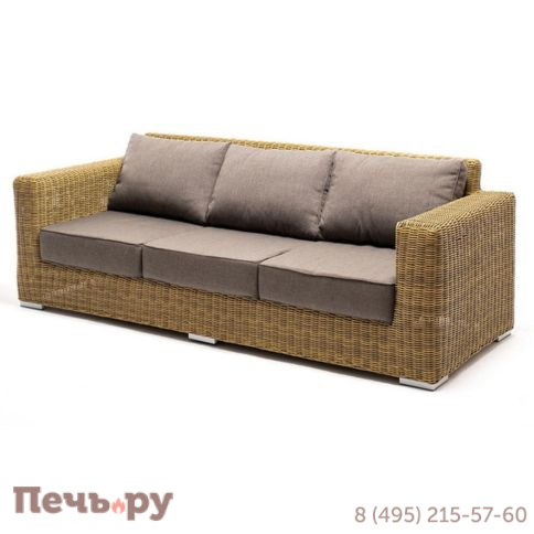 4SiS Боно диван из искусственного ротанга трехместный, цвет соломенный фото