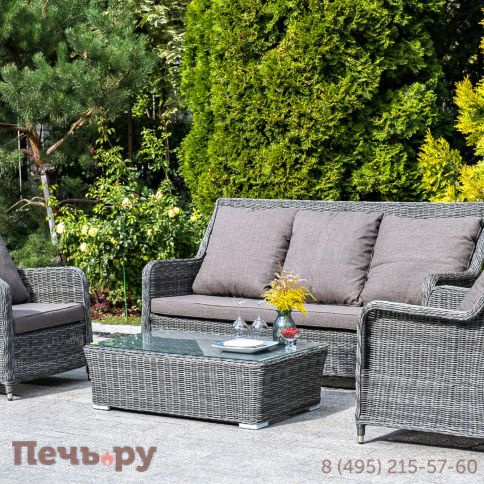 4SiS Гляссе диван трехместный из искусственного ротанга, цвет графит фото 3