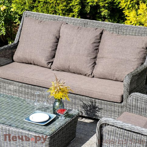 4SiS Гляссе диван трехместный из искусственного ротанга, цвет графит фото 4