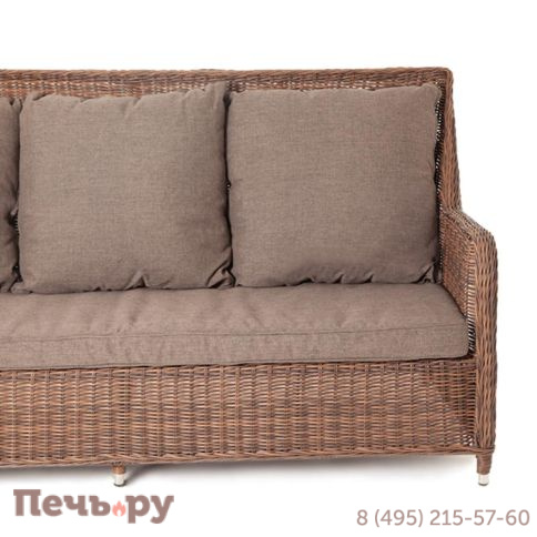 4SiS Гляссе диван трехместный из искусственного ротанга, цвет коричневый фото 4