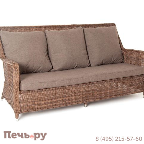 4SiS Гляссе диван трехместный из искусственного ротанга, цвет коричневый фото 5