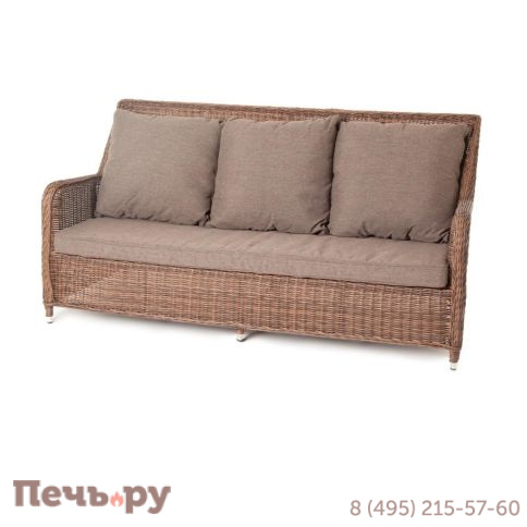 4SiS Гляссе диван трехместный из искусственного ротанга, цвет коричневый фото