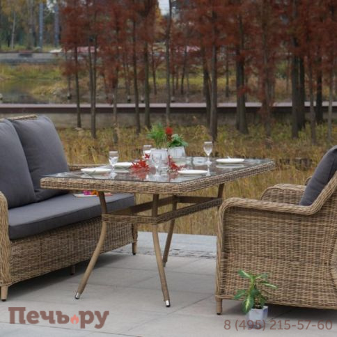 4SiS Гляссе диван трехместный из искусственного ротанга, цвет соломенный фото 10