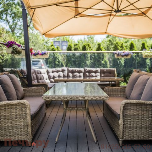 4SiS Гляссе диван трехместный из искусственного ротанга, цвет соломенный фото 2