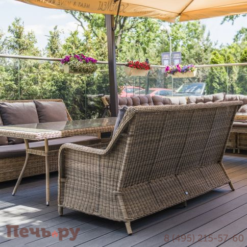4SiS Гляссе диван трехместный из искусственного ротанга, цвет соломенный фото 3