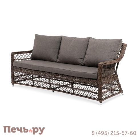 4SiS Гранд Латте диван трехместный из искусственного ротанга, цвет коричневый фото