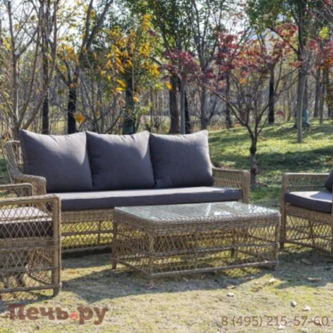 4SiS Гранд Латте диван трехместный из искусственного ротанга, цвет соломенный фото 2