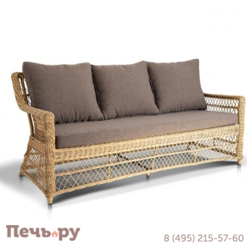 4SiS Гранд Латте диван трехместный из искусственного ротанга, цвет соломенный фото 4