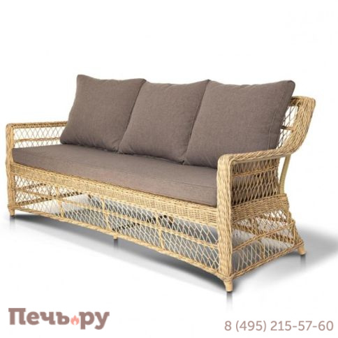 4SiS Гранд Латте диван трехместный из искусственного ротанга, цвет соломенный фото 5