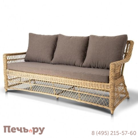 4SiS Гранд Латте диван трехместный из искусственного ротанга, цвет соломенный фото