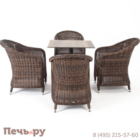 4SiS Каффе обеденная группа на 4 персоны, стулья коричневые фото 2