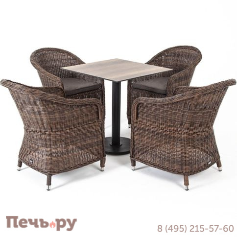4SiS Каффе обеденная группа на 4 персоны, стулья коричневые фото