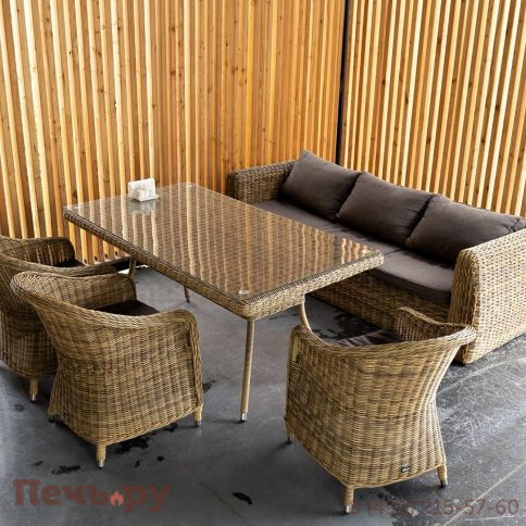 4SiS Кальяри диван из искусственного ротанга (гиацинт) трехместный, цвет соломенный фото 10