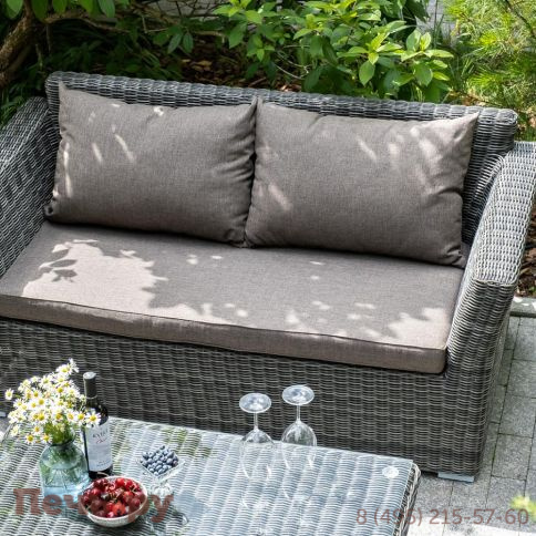 4SiS Капучино диван из искусственного ротанга двухместный, цвет графит фото 6