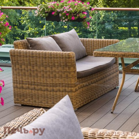 4SiS Капучино диван из искусственного ротанга двухместный, цвет соломенный фото 4