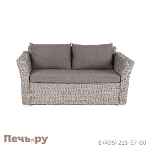 4SiS Капучино диван из искусственного ротанга (гиацинт) двухместный, цвет серый фото 2