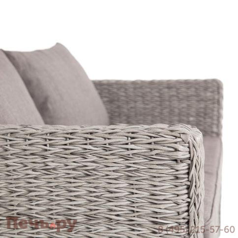 4SiS Капучино диван из искусственного ротанга (гиацинт) двухместный, цвет серый фото 3