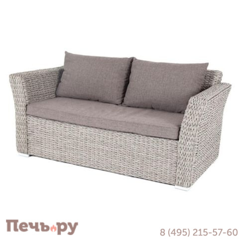 4SiS Капучино диван из искусственного ротанга (гиацинт) двухместный, цвет серый фото