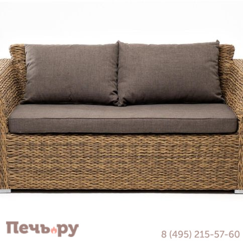 4SiS Капучино диван из искусственного ротанга (гиацинт) двухместный, цвет соломенный фото 10