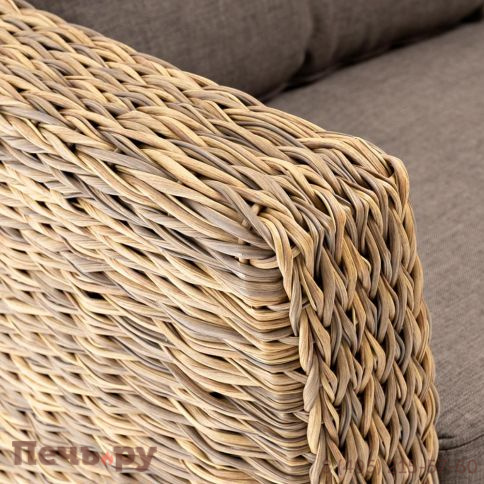 4SiS Капучино диван из искусственного ротанга (гиацинт) двухместный, цвет соломенный фото 12
