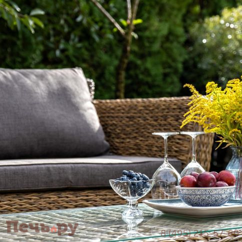 4SiS Капучино диван из искусственного ротанга (гиацинт) двухместный, цвет соломенный фото 4