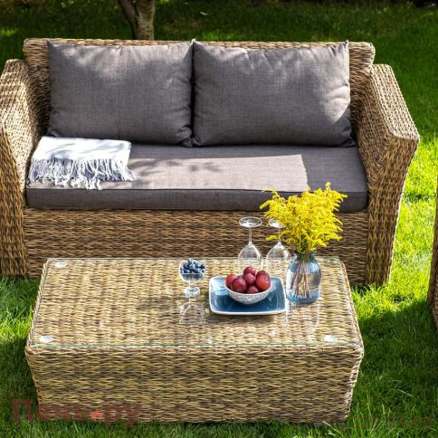 4SiS Капучино диван из искусственного ротанга (гиацинт) двухместный, цвет соломенный фото 6