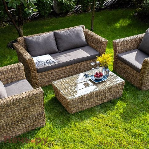 4SiS Капучино диван из искусственного ротанга (гиацинт) двухместный, цвет соломенный фото 7