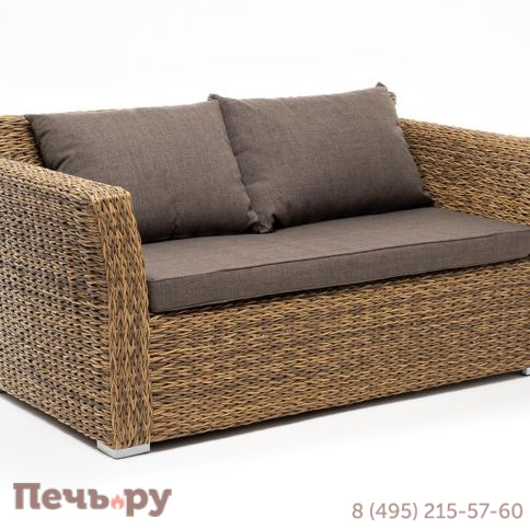 4SiS Капучино диван из искусственного ротанга (гиацинт) двухместный, цвет соломенный фото 9