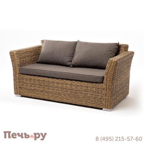 4SiS Капучино диван из искусственного ротанга (гиацинт) двухместный, цвет соломенный фото