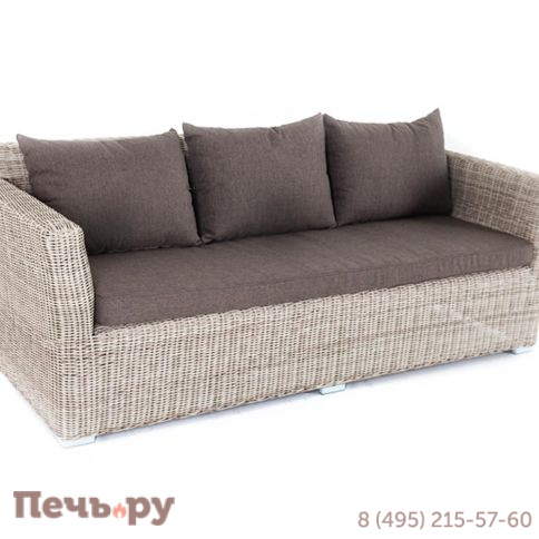 4SiS Капучино диван из искусственного ротанга трехместный, цвет бежевый фото 6