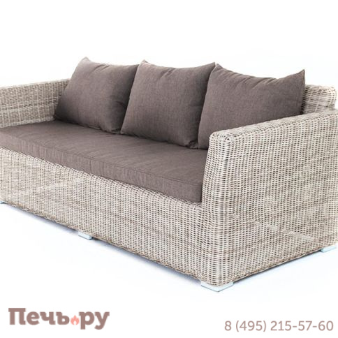 4SiS Капучино диван из искусственного ротанга трехместный, цвет бежевый фото 8