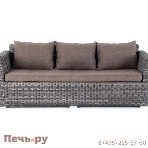 4SiS Капучино диван из искусственного ротанга трехместный, цвет графит фото 3