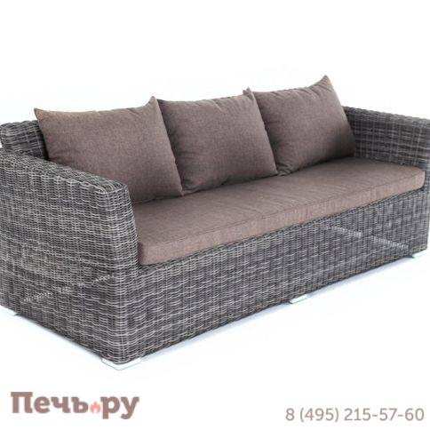 4SiS Капучино диван из искусственного ротанга трехместный, цвет графит фото 9