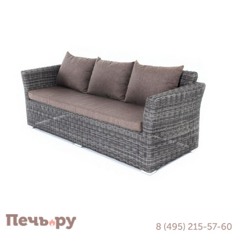 4SiS Капучино диван из искусственного ротанга трехместный, цвет графит фото