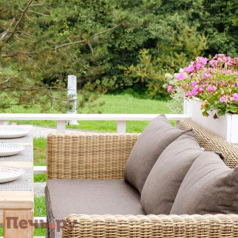 4SiS Капучино диван из искусственного ротанга трехместный, цвет соломенный фото 4