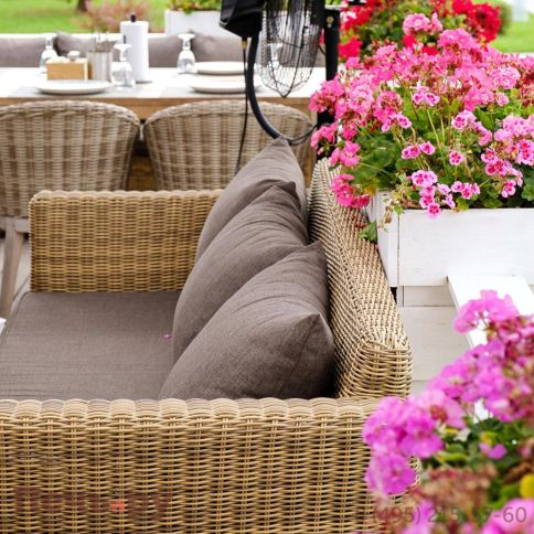 4SiS Капучино диван из искусственного ротанга трехместный, цвет соломенный фото 7