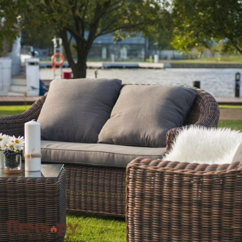 4SiS Кон Панна диван из искусственного ротанга двухместный, цвет коричневый фото 6