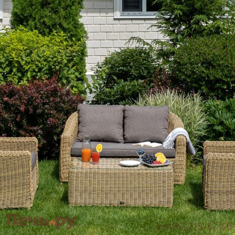 4SiS Кон Панна диван из искусственного ротанга двухместный, цвет соломенный фото 2