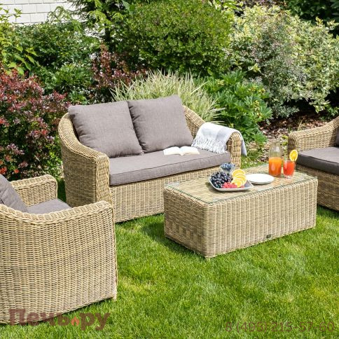 4SiS Кон Панна диван из искусственного ротанга двухместный, цвет соломенный фото 4