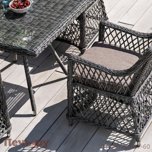 4SiS Латте плетеное кресло из искусственного ротанга, цвет графит фото 4