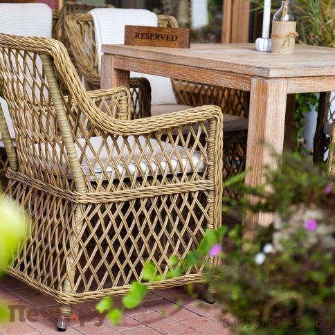 4SiS Латте плетеное кресло из искусственного ротанга, цвет соломенный фото 12