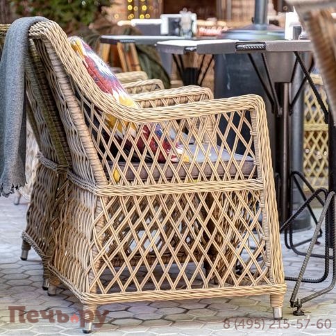 4SiS Латте плетеное кресло из искусственного ротанга, цвет соломенный фото 21