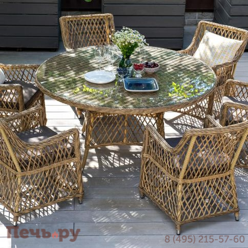 4SiS Латте плетеное кресло из искусственного ротанга, цвет соломенный фото 4