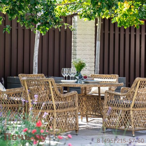 4SiS Латте плетеное кресло из искусственного ротанга, цвет соломенный фото 5