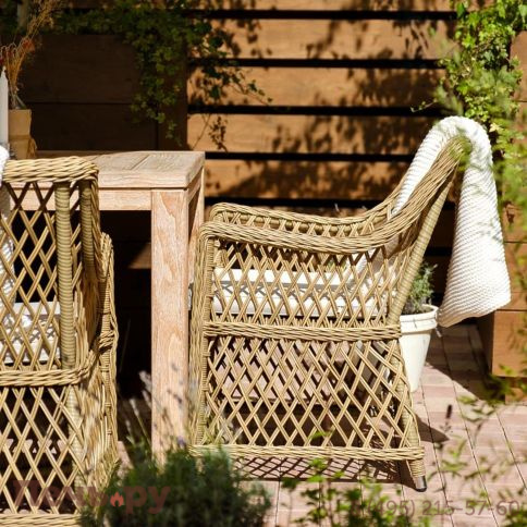 4SiS Латте плетеное кресло из искусственного ротанга, цвет соломенный фото 8